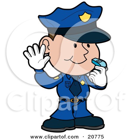 20775-Clipart-Illustration-Of-A-Friendly-Male-Police-Officer-In-A-Blue-Uniform-And-White-Gloves-Holding-His-Hand-Up-And-Blowing-A-Whistle-While-Directint-Traffic.jpg