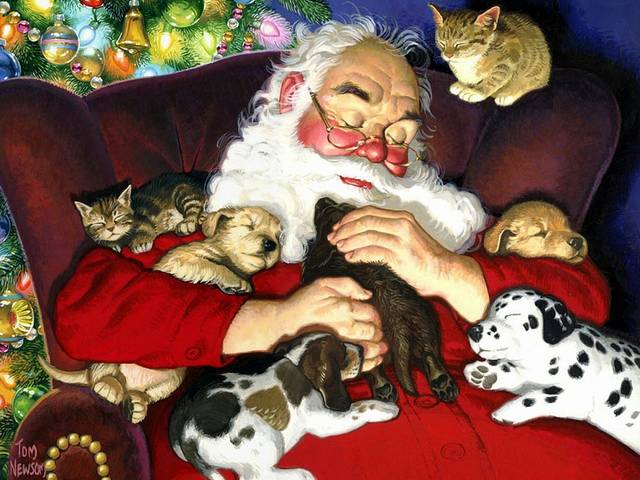 Christmas-Eve-Santa-Claus-with-Pets-by-Tom-Newsom.jpg