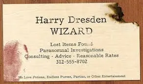 1-2-10 Harry Dresden Business Card | Dresden files, Dresden, Book worth  reading