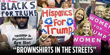 A group of people holding signs  Description automatically generated