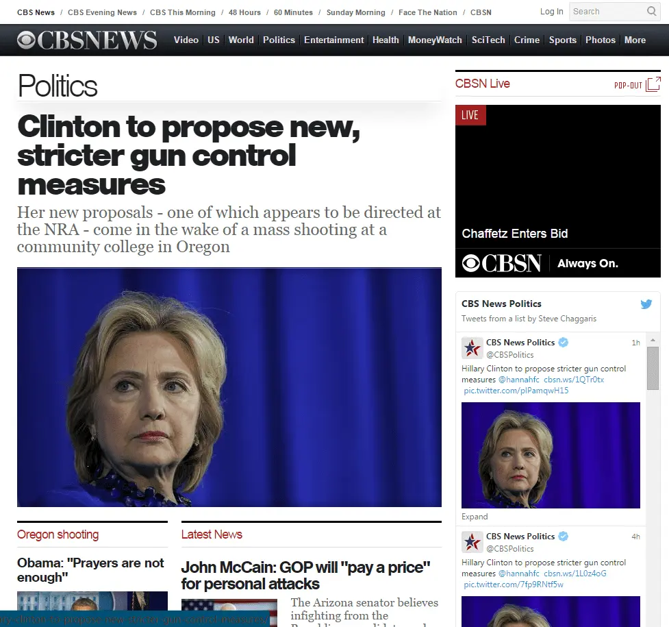 2015-10-005 CBS politics-page over Clinton and guns.webp