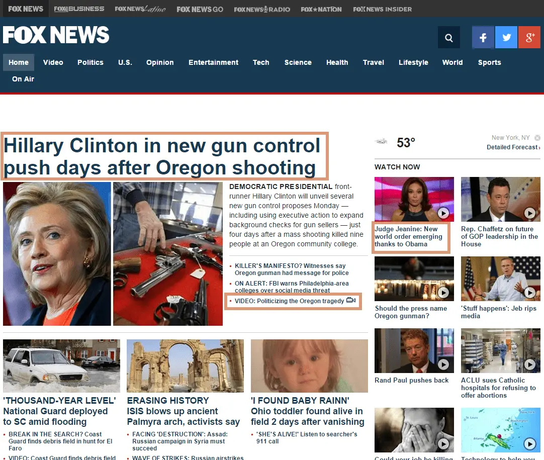 2015-10-005 FOX front page over Clinton and guns.webp