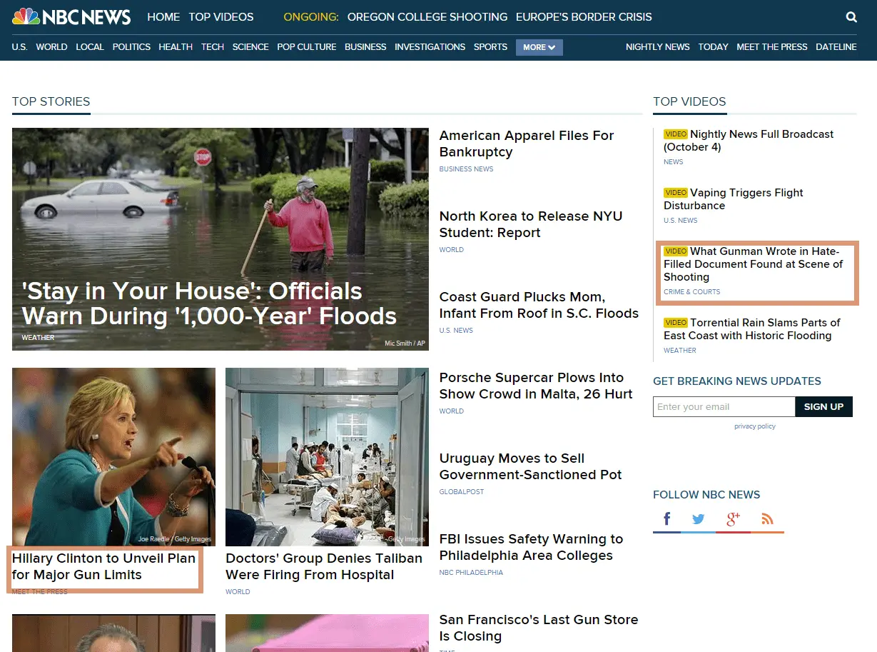 2015-10-005 NBC front-page over Clinton and guns.webp