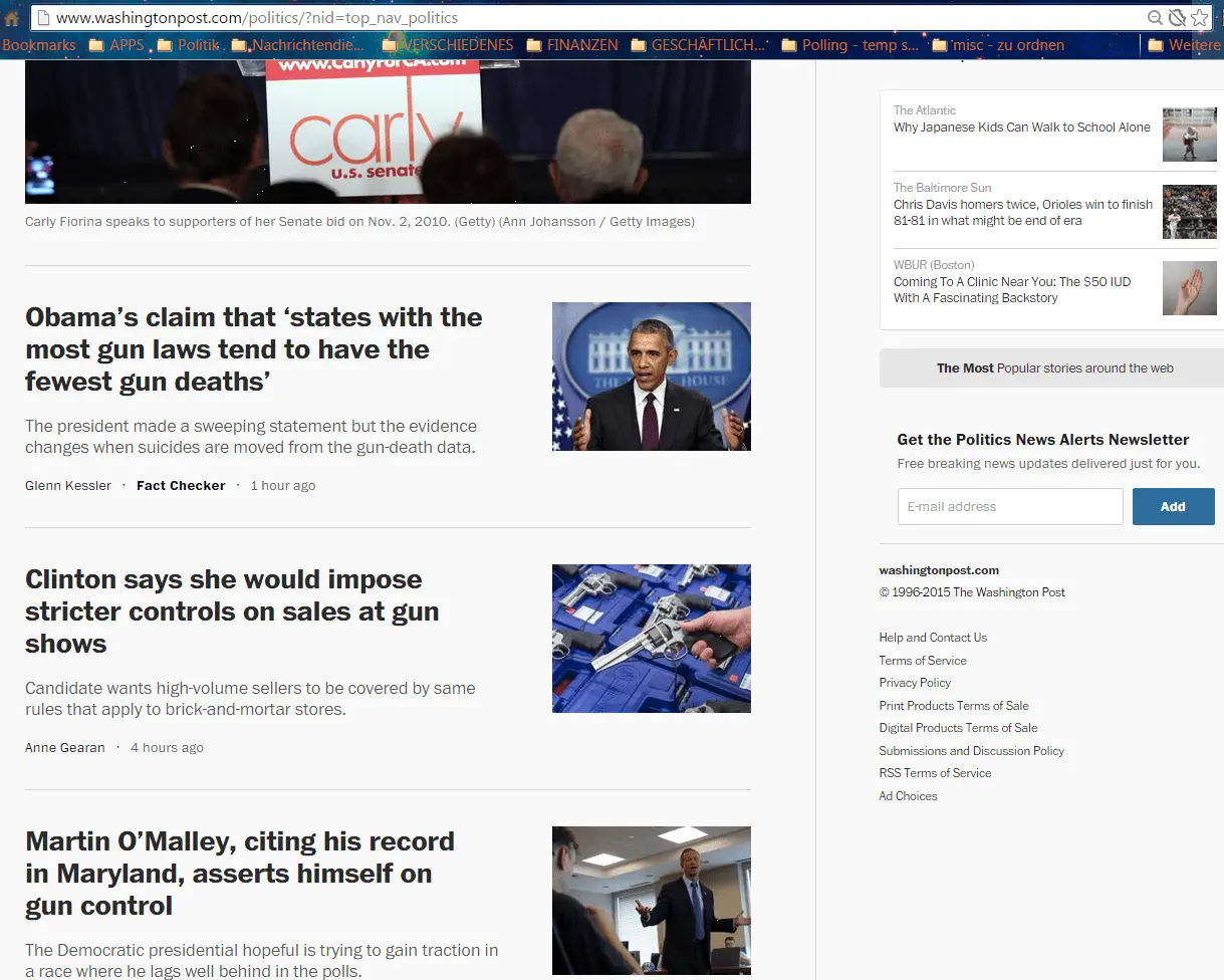 2015-10-005 WAPO politics page over Clinton and guns.webp
