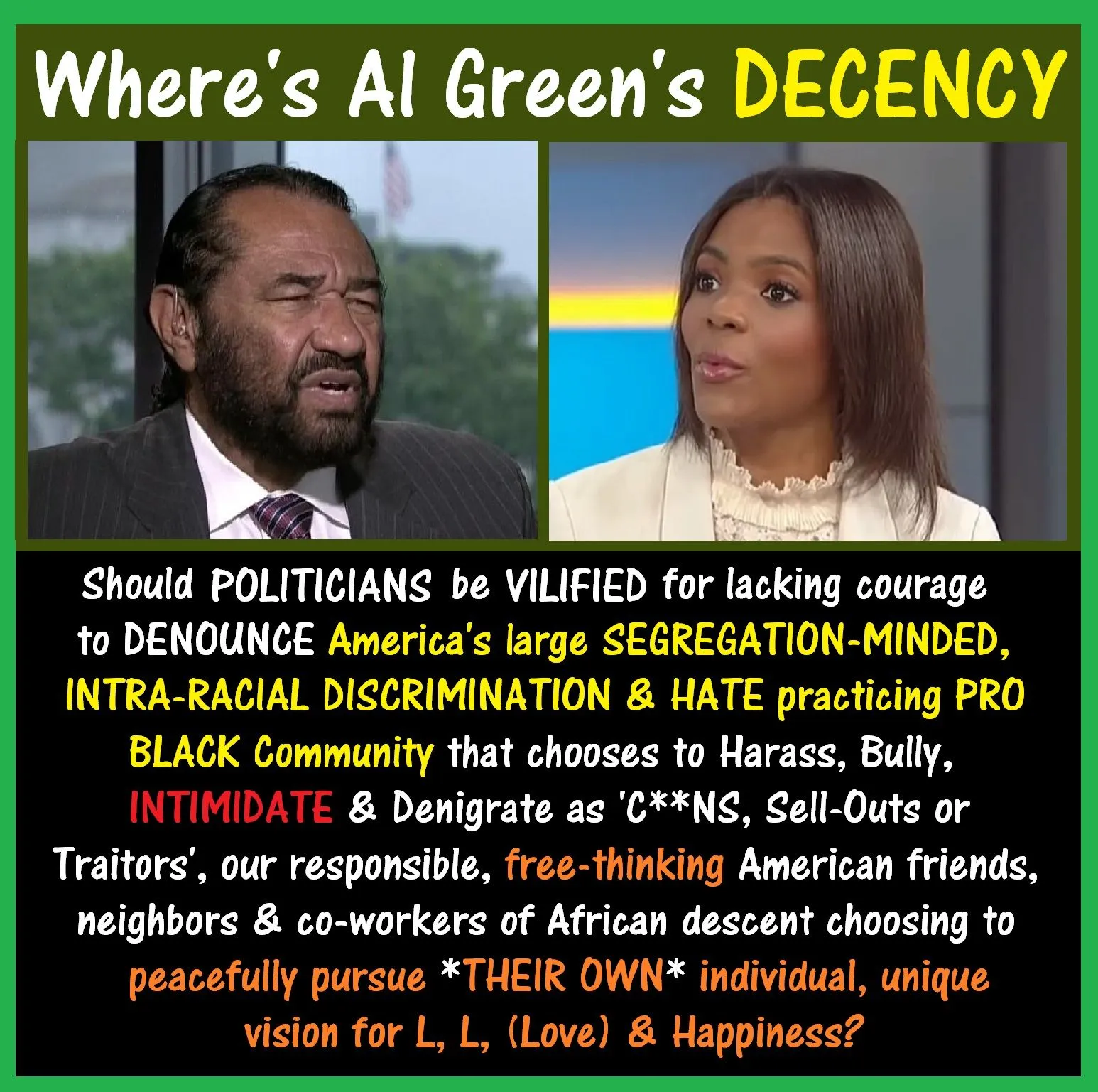Al Green, Politicians, Candace Owens, VILIFY.webp