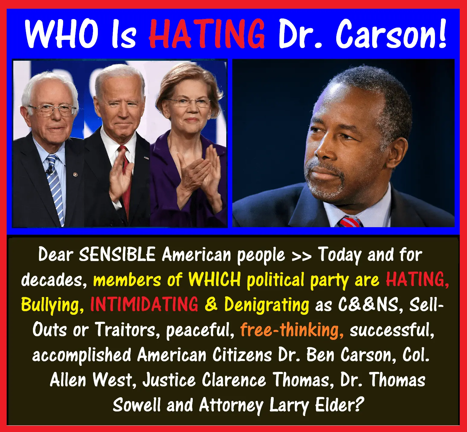 Bernie Sanders, Joe Biden, Elizabeth Warren, Ben Carson.webp