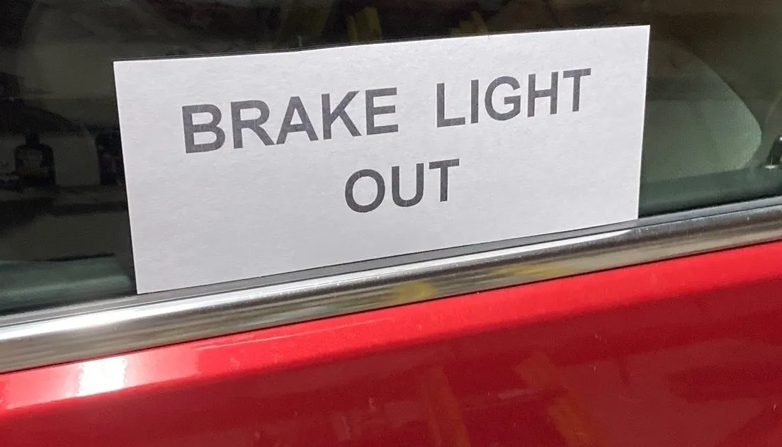 Brake Light Out Sign.webp
