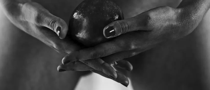 BW hands holding apple.webp
