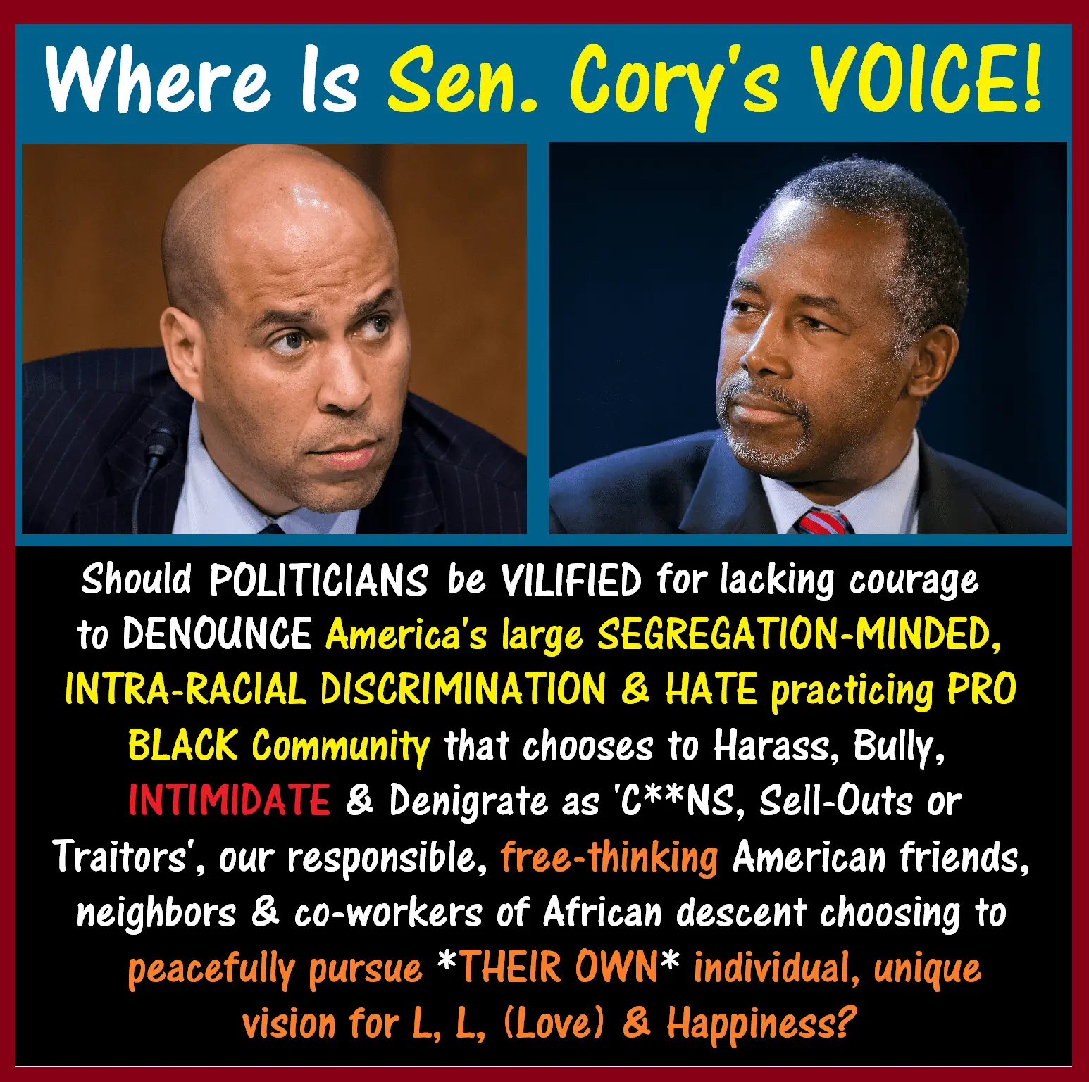 Cory Booker, Ben Carson VILIFY.webp