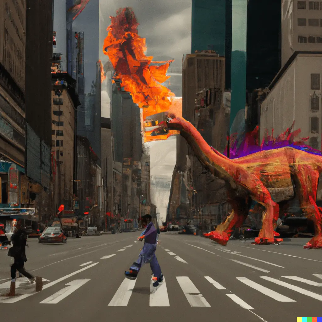 DALL·E 2023-03-30 21.45.00 - A dinasaur that is 400 feet tall walking through new york city w...webp