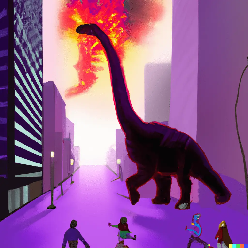 DALL·E 2023-03-30 21.51.57 - A dinasaur that is 400 feet tall walking through new york city w...webp