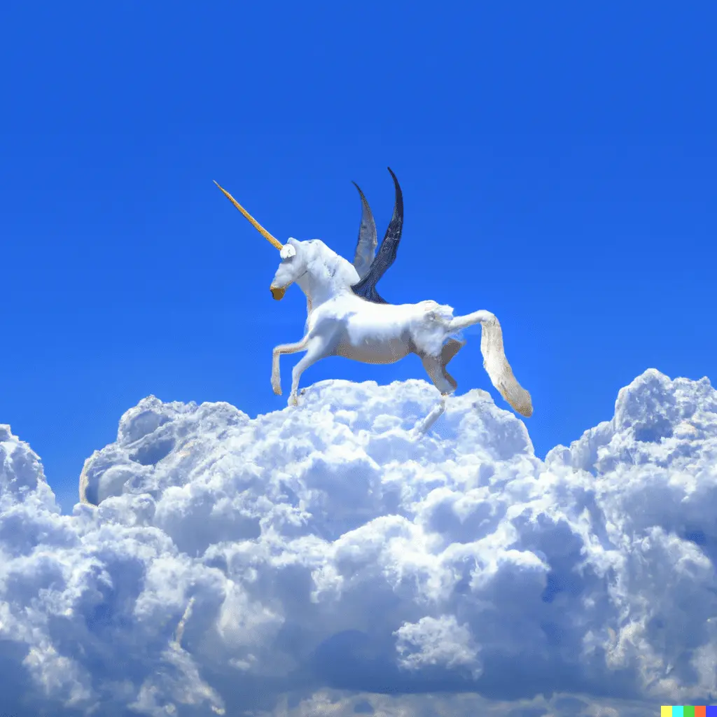 DALL·E 2023-03-31 18.14.04 - God is riding a unicorn through the clouds of heaven.webp
