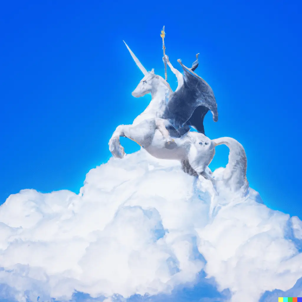 DALL·E 2023-03-31 18.21.44 - God is riding a unicorn through the clouds of heaven.webp
