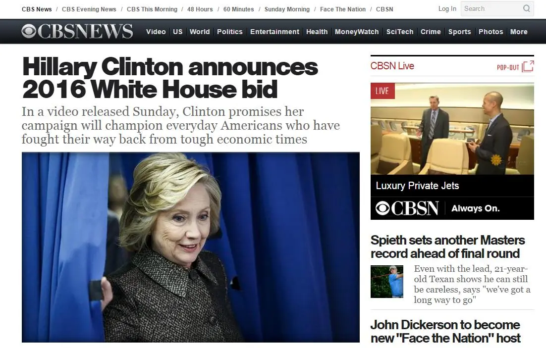 Hillary Clinton announcement CBS.webp