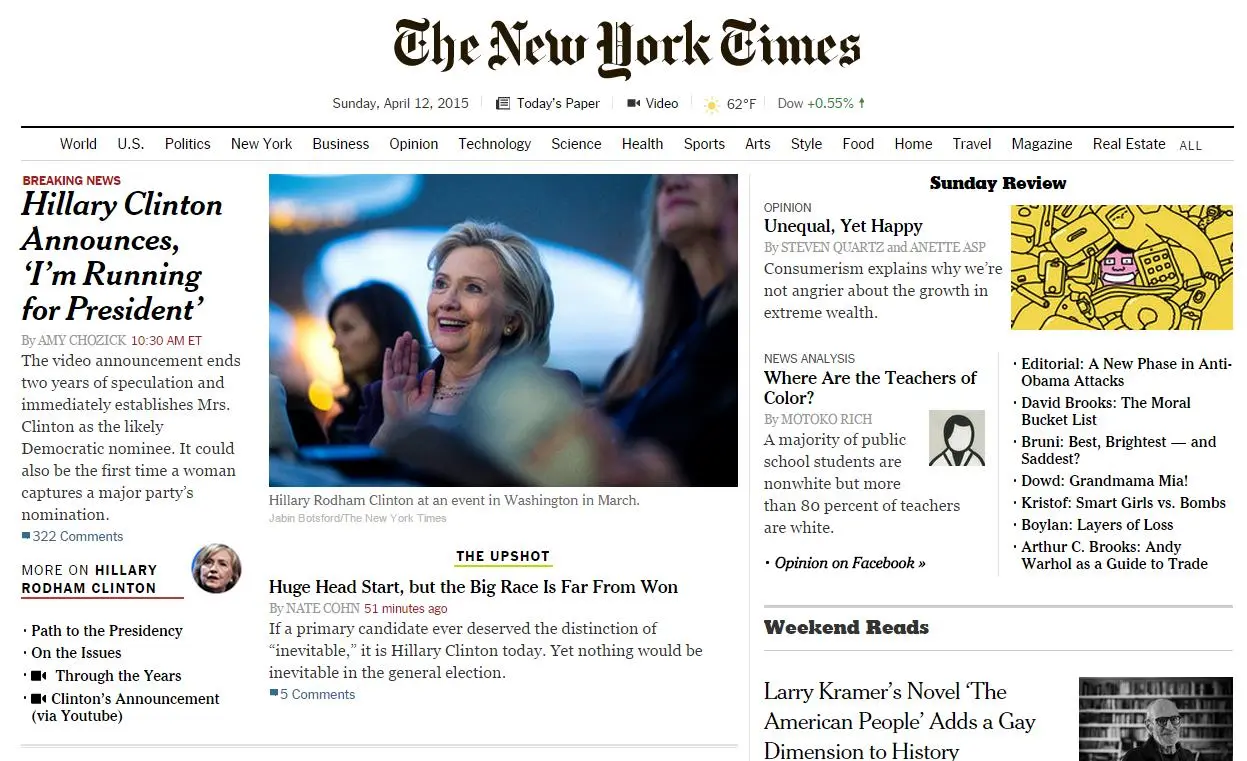Hillary Clinton announcement NYT.webp