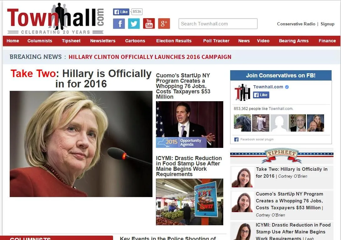 Hillary Clinton announcement Townhall.webp