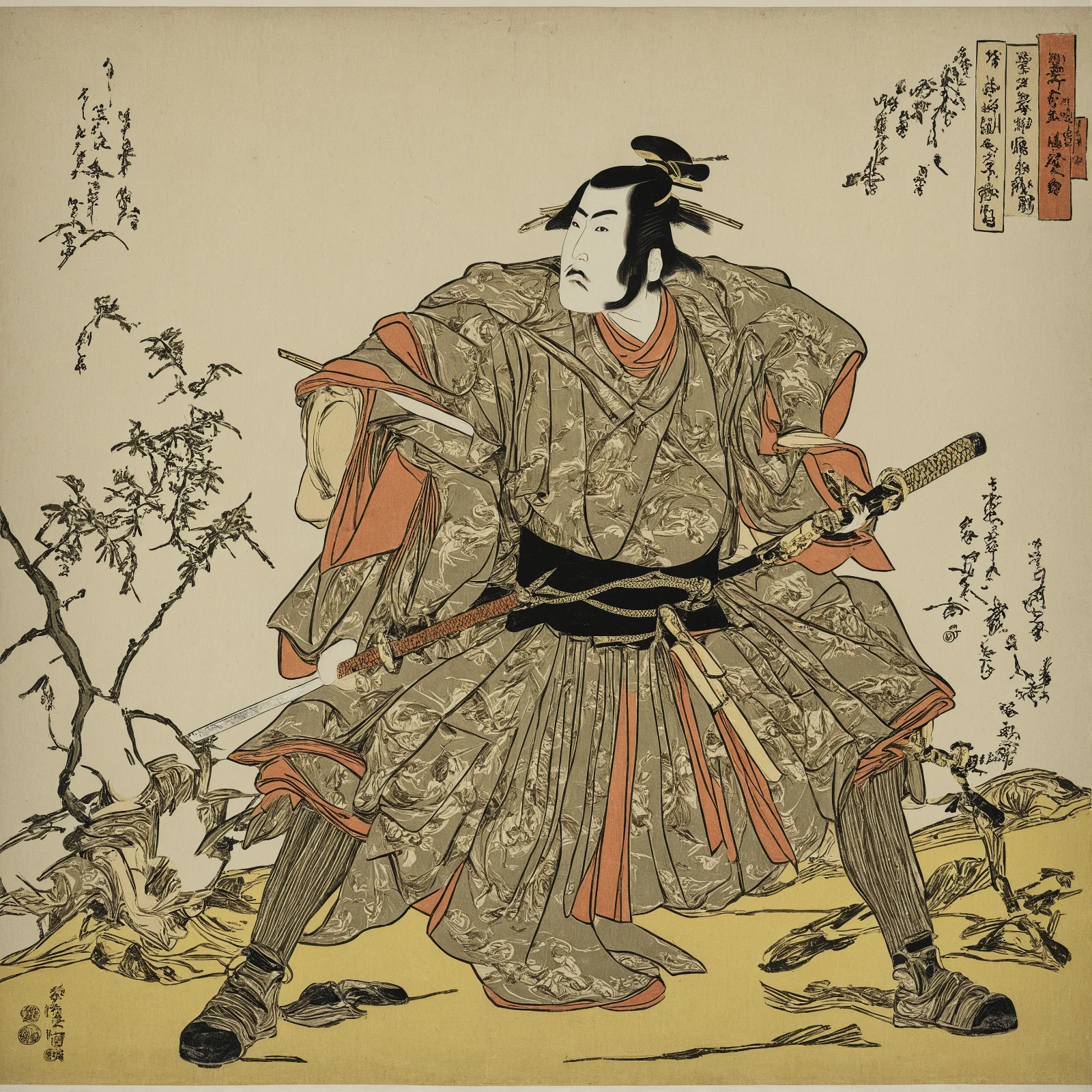 Japanese Warrior Print on wood style2.webp