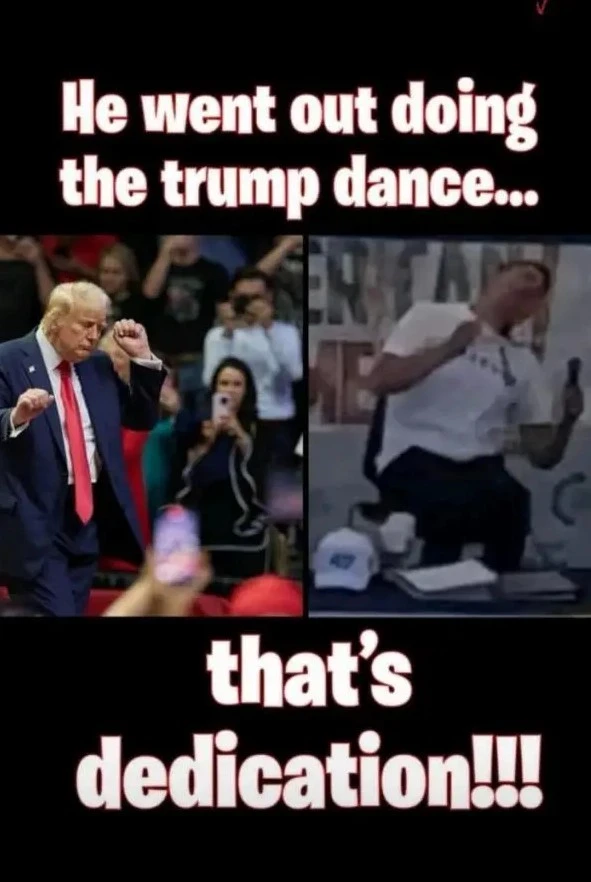 really tasteless Charlie Kirk Trump dance image.webp