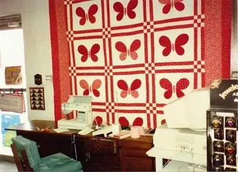 $Red and White Butterfly Quilt by becki circa 1995.webp
