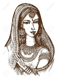 27357527-hand-drawn-cartoon-sketch-illustration-of-Indian-Stock-Vector-indian-saree.webp