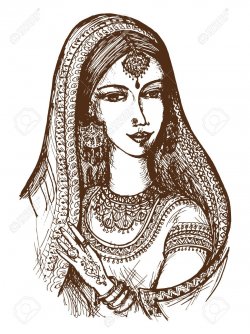 27357527-hand-drawn-cartoon-sketch-illustration-of-Indian-Stock-Vector-indian-saree.jpg