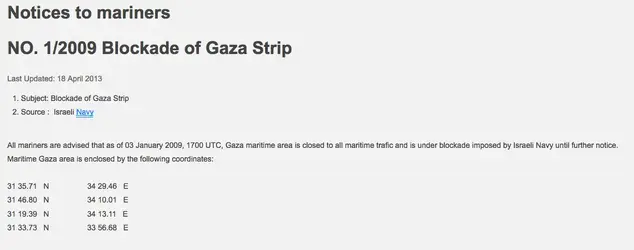 Notice to Mariners 2009 Blockade Gaza Strip.webp