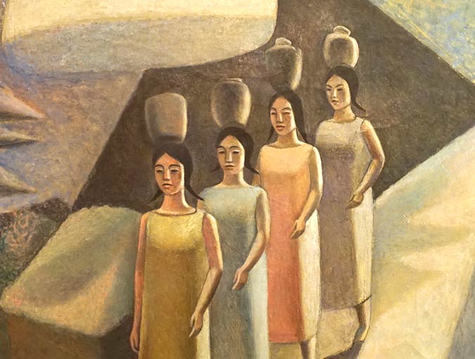 Everett-Gee-Jackson-signed-First-Four-Women-In-The-World-oil-painting-detail.jpg