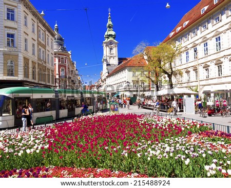 stock-photo-graz-austria-april-main-city-square-hauptplatz-on-april-in-graz-austria-with-215488924.jpg